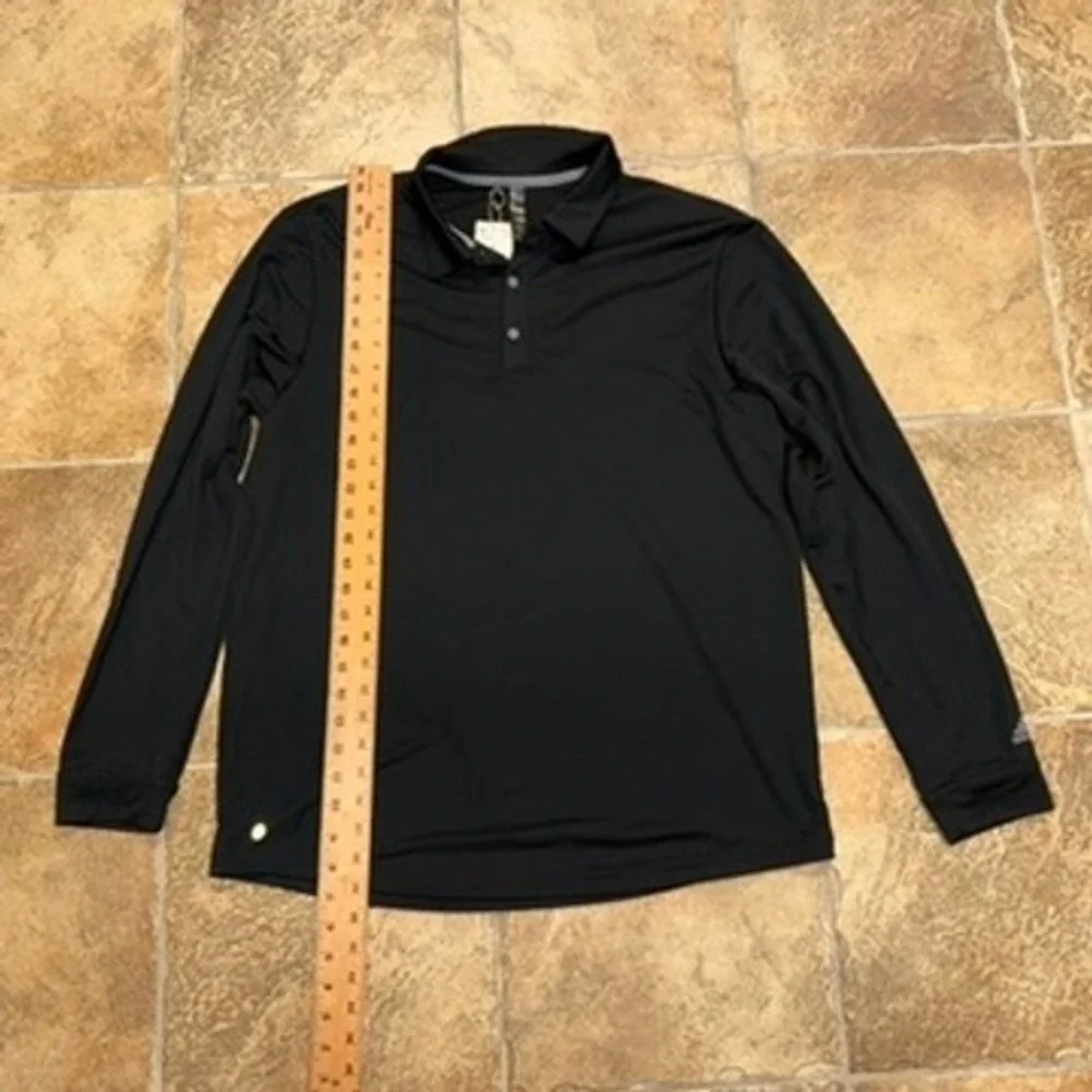 Adidas Mens UPF Long Sleeve Polo Shirt Black Golf Performance HG8824 Size L